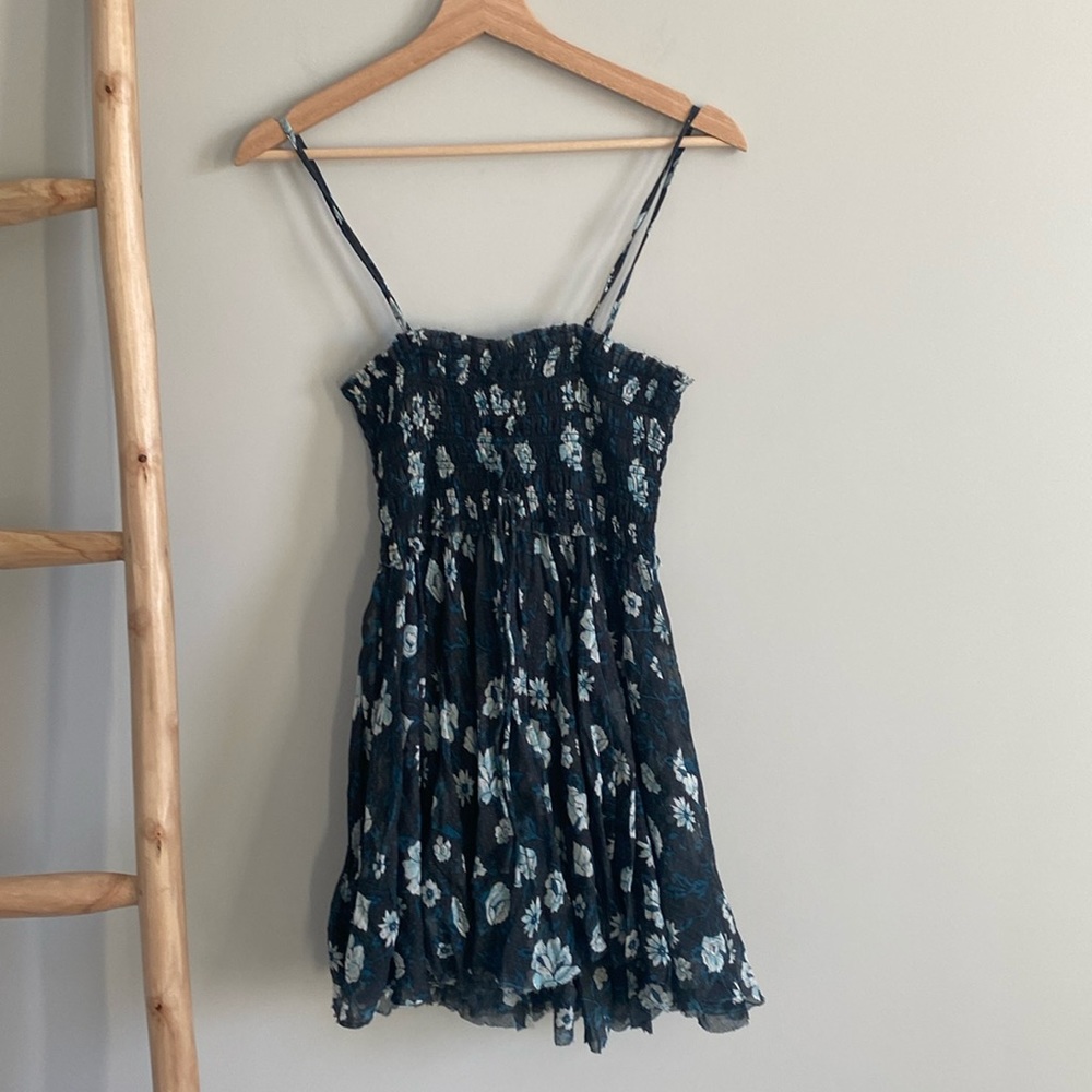 Free People Floral Babydoll Tunic Tank Top Sz Medium